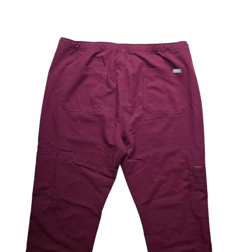 FIGS Cairo Cargo Scrub Pants Mens Large Burgundy Straight Leg